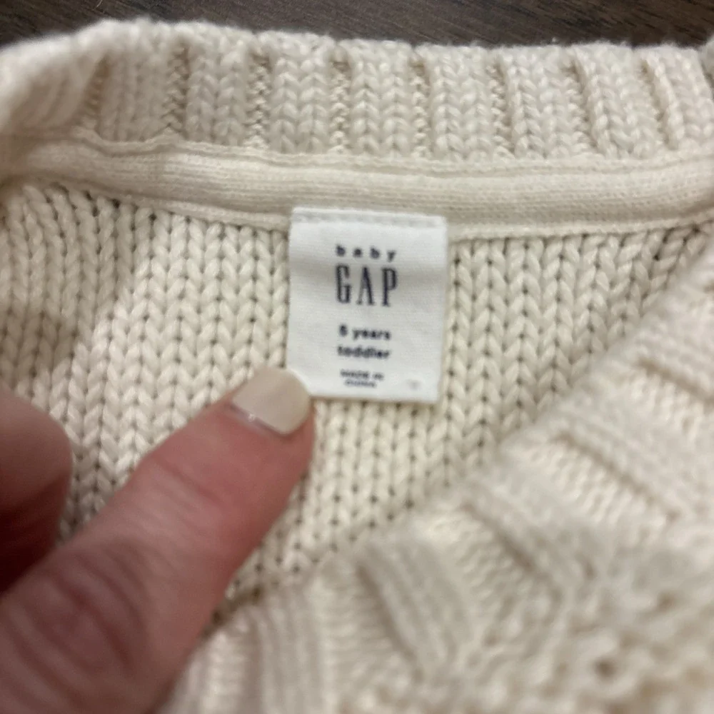Baby Gap 5 Toddler Cable Knit Cream Pullover Sweater Unisex‎ Chunky Holiday